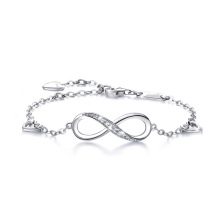 pulseiras de diamante femininas, 925 prata esterlina coração infinito pulseiras de jóias OEM